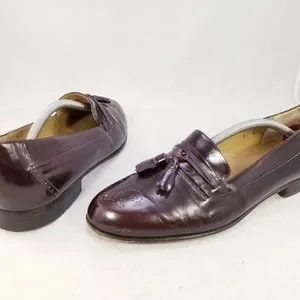 BALLY ITALIAN MEN SHOES TASSELS LOAFERS BURGUNDY SIZE 9 D Vintage Men main image 2